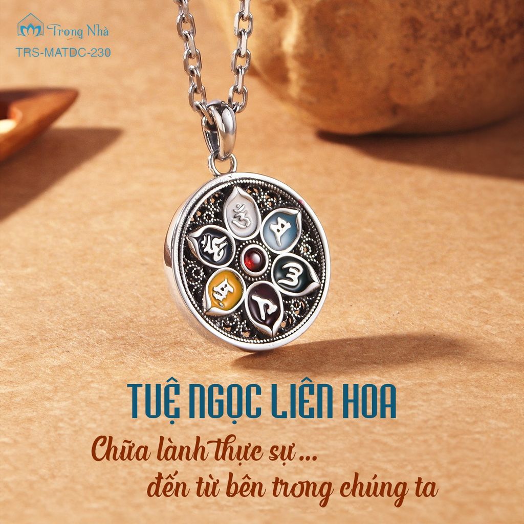 Mặt dây chuyền bạc khắc chú Om Mani ( TRS MATDC 230 )