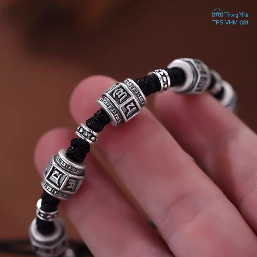 Vòng tết dây siêu biến chú khắc Om mani padme hum ( TRS VHM 031 )