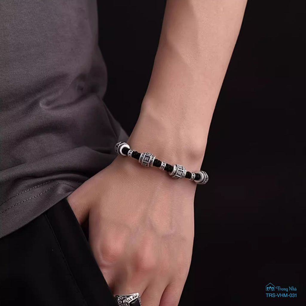 Vòng tết dây siêu biến chú khắc Om mani padme hum ( TRS VHM 031 )