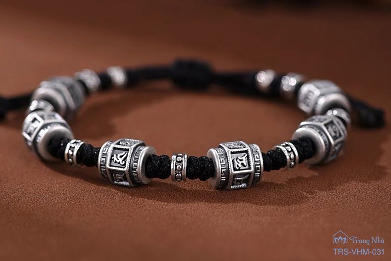 Vòng tết dây siêu biến chú khắc Om mani padme hum ( TRS VHM 031 )
