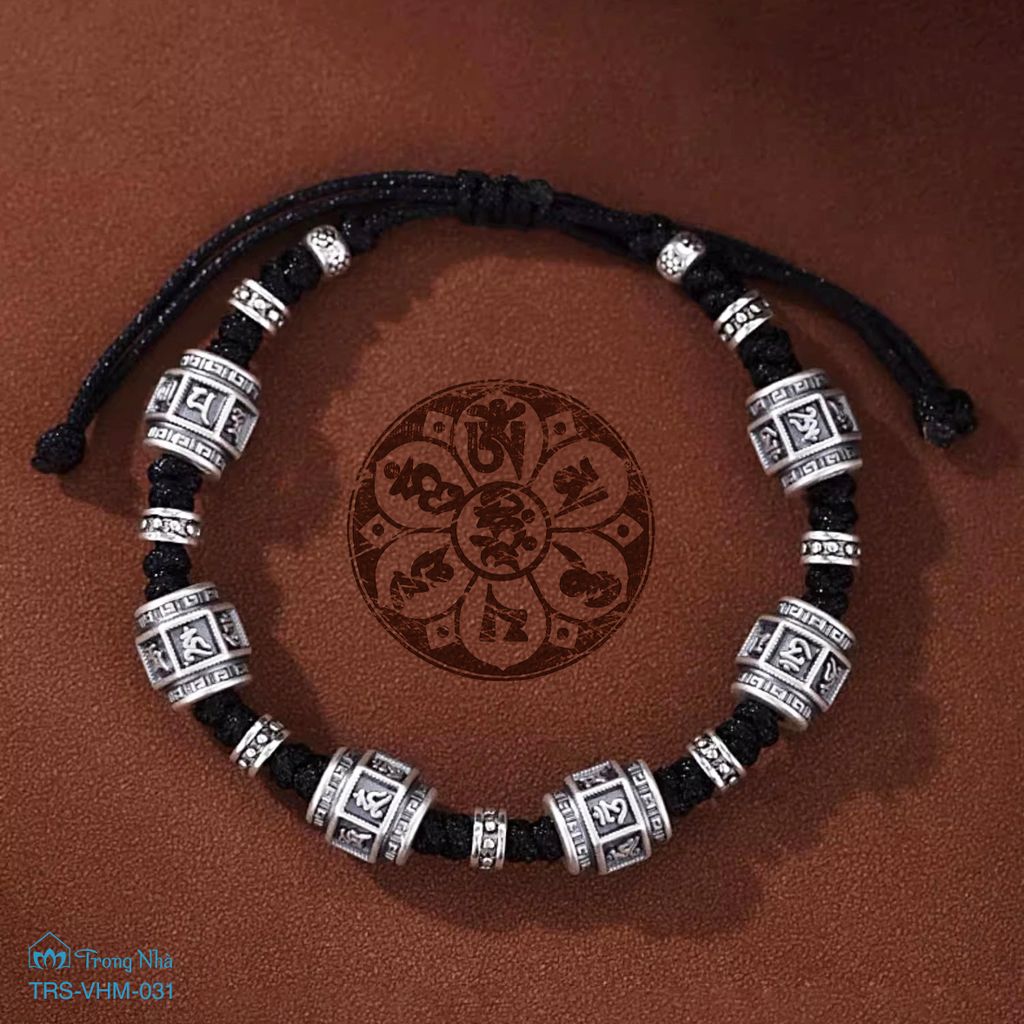 Vòng tết dây siêu biến chú khắc Om mani padme hum ( TRS VHM 031 )