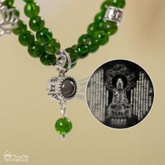Vòng diopside 4 li cuốn 2 charm Quan âm phổ chiếu ( trs vhm 017 )