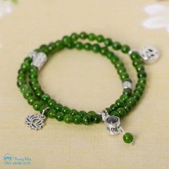 Vòng diopside 4 li cuốn 2 charm Quan âm phổ chiếu ( trs vhm 017 )