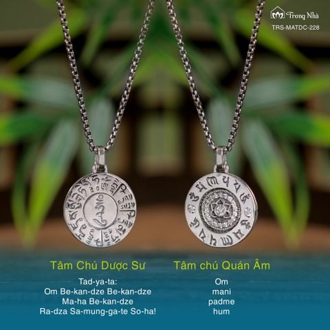 Mặt dây chuyền bạc Mandala khắc chú Dược Sư ( MATDC 228 )