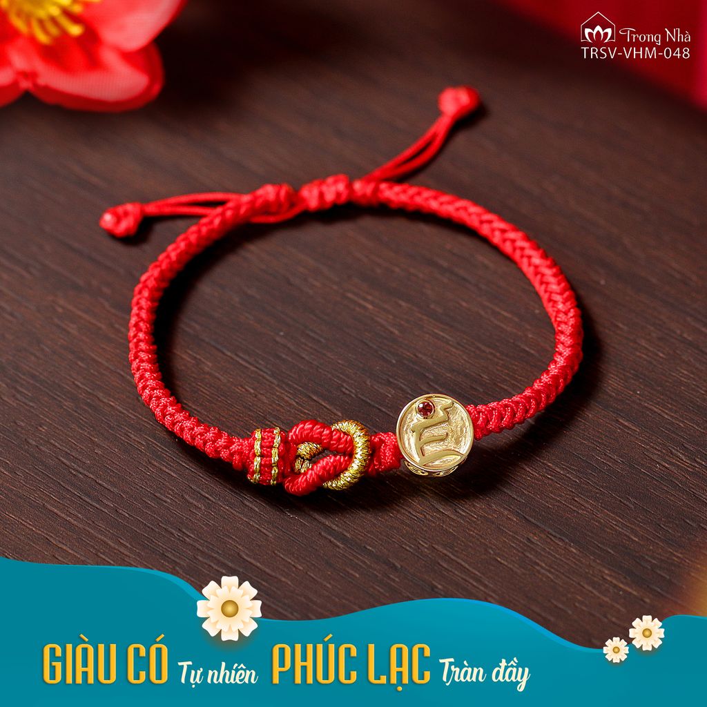 Vòng Tay Phúc Lạc - Chủng tự Zam tết dây may mắn( TRSV VHM 048 )