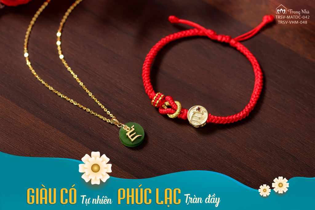 Vòng Tay Phúc Lạc - Chủng tự Zam tết dây may mắn( TRSV VHM 048 )