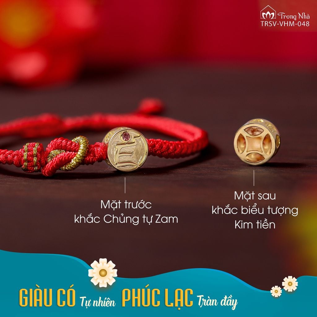 Vòng Tay Phúc Lạc - Chủng tự Zam tết dây may mắn( TRSV VHM 048 )