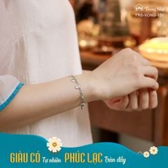 Lắc bạc 7 bước hoa sen khắc chú Om Mani Padme Hum đính đá  (TRS VONG 131 )