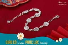 Lắc bạc 7 bước hoa sen khắc chú Om Mani Padme Hum đính đá  (TRS VONG 131 )