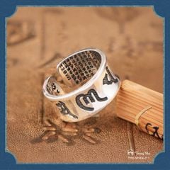 Nhẫn bạc khắc chú Om mani và Kinh bát nhã ( NHAN 211 )