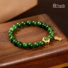 Vòng ngọc bích charm om mani vàng đính ngọc ( TRSV VHM 051 )