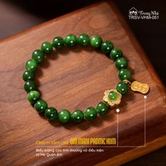 Vòng ngọc bích charm om mani vàng đính ngọc ( TRSV VHM 051 )