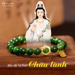 Vòng ngọc bích charm om mani vàng đính ngọc ( TRSV VHM 051 )