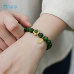 Vòng ngọc bích charm om mani vàng đính ngọc ( TRSV VHM 051 )