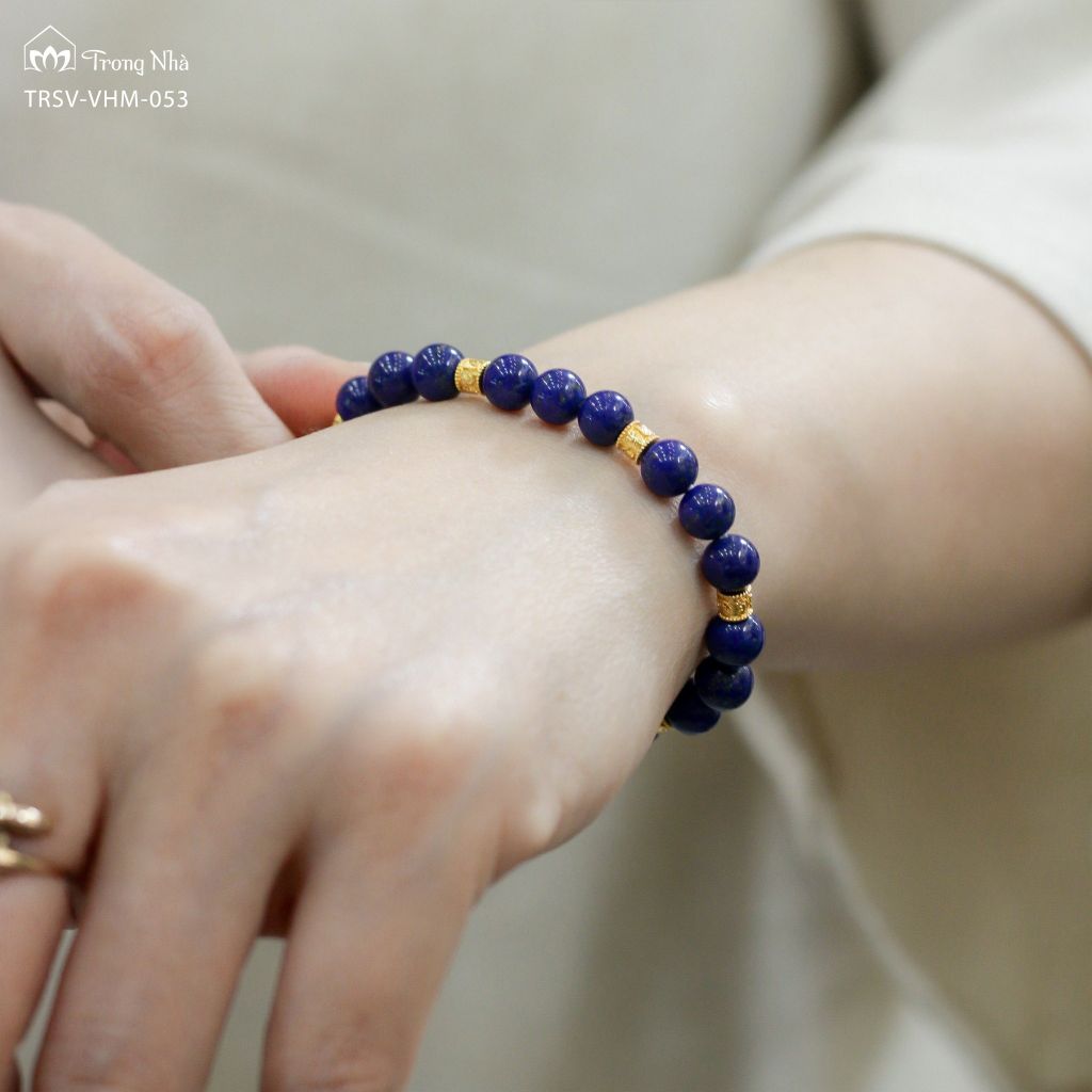 Vòng Lapis siêu chú Om mani vàng (TRSV VHM 053 )