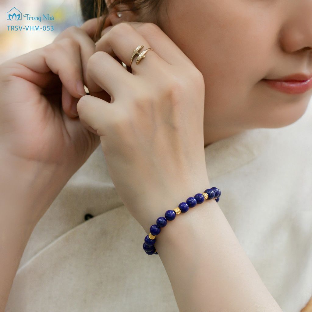 Vòng Lapis siêu chú Om mani vàng (TRSV VHM 053 )