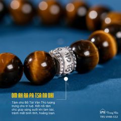 Vòng tay đá mắt hổ charm Văn Thù, Om mani - Thức tỉnh nội lực (TRS VHM 532 )