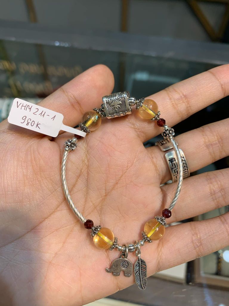 Vòng Thạch Anh Vàng 8li mix charm Bảo Vệ Kalachakra (TRS VHM 211 1)