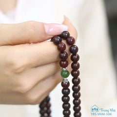 Tràng hạt niệm Phật Vương Mộc Tử Đàn, Tràng hạt tử đàn mix ngọc bích, charm om mani padme hum ( VHM 506 )