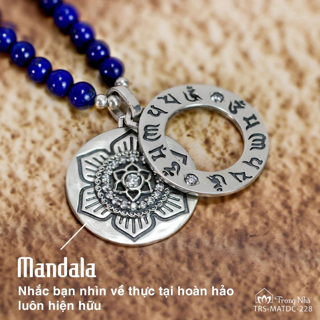 Mặt dây chuyền bạc Mandala khắc chú Dược Sư ( MATDC 228 )