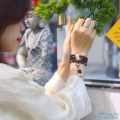 Tràng hạt niệm Phật Vương Mộc Tử Đàn, Tràng hạt tử đàn mix ngọc bích, charm om mani padme hum ( VHM 506 )
