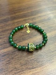 Vòng Ngọc bích mix Lu bọc vàng khắc chủng tự Om ( TRSV VHM 031 )