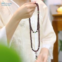 Tràng hạt niệm Phật Vương Mộc Tử Đàn, Tràng hạt tử đàn mix ngọc bích, charm om mani padme hum ( VHM 506 )