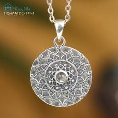 Mặt dây chuyền bạc Mandala tròn to đá Moonstone (TRS MATDC 171 1)