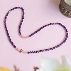 Vòng cuốn 4 Thạch Anh Tím 6 li mix Thạch Anh Hồng charm Hoa Sen (TRS VHM 277)