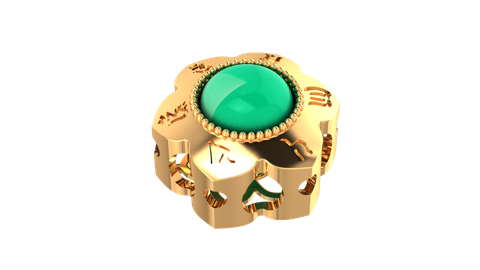 Charm vàng Om mani đính đá ngọc bích hoa 6 cánh (TRSV CHARM 030 )