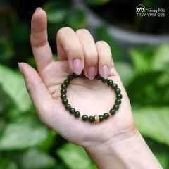 Vòng Ngọc Bích 6 li mix charm vàng Om Mani Padme Hum (TRSV VHM 026)