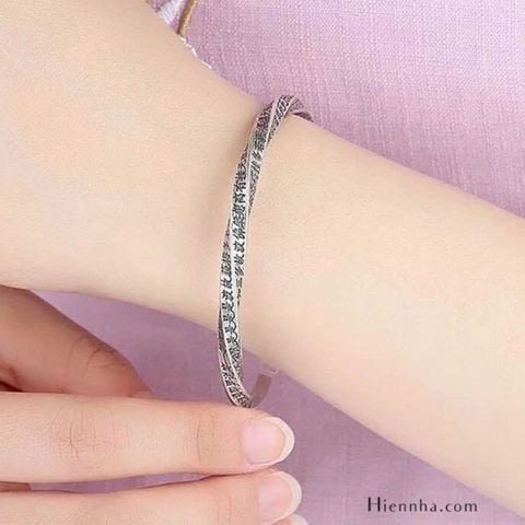 Vòng bạc kim cang xoắn khắc bát nhã tâm kinh ( TRS VONG 005 )