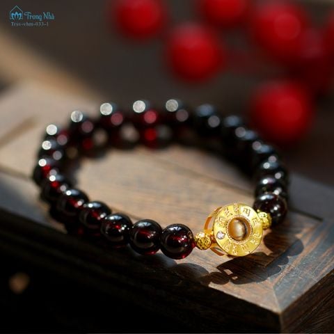 Vòng tay Hạnh phúc bất tận - Garnet 8 li mix charm phổ chiếu tài bảo