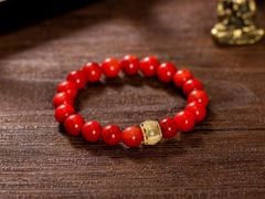 Phúc Bảo Vượng Tài - - San hô đỏ 8 li mix charm zambala vàng (TRSV VHM 022)