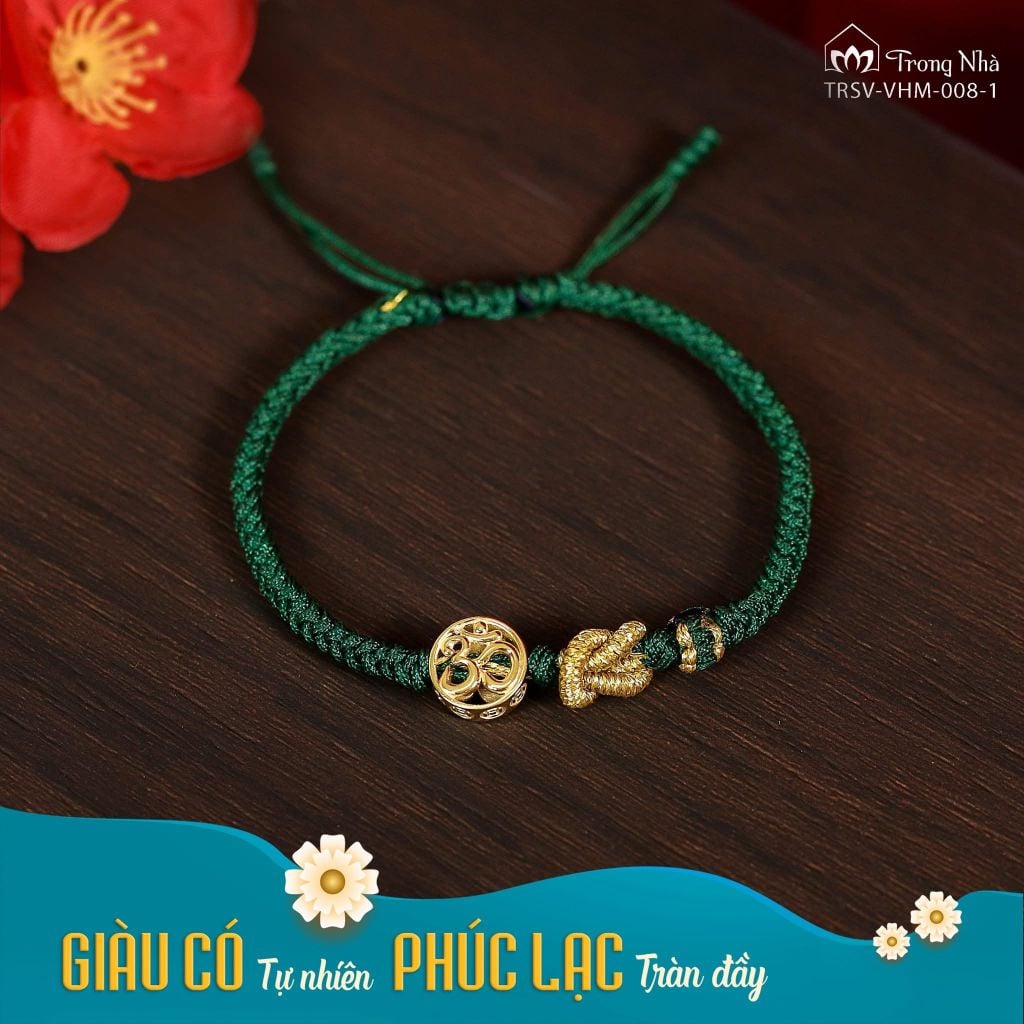 Vòng tết dây charm Om Vàng khắc Kim Tiền 10K (TRSV VHM 008)