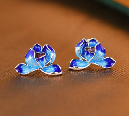 Khuyên tai hoa sen xanh ( TRS KHTAI 010)