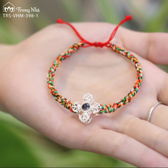 Vòng tay charm bạc chày kim cang đôi đính Quan Âm phổ chiếu (TRS VHM 399)