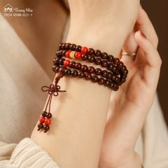 Vòng tay Vương Mộc Đại An - Tràng hạt tử đàn mix charm chủng tự Om / Om Mani