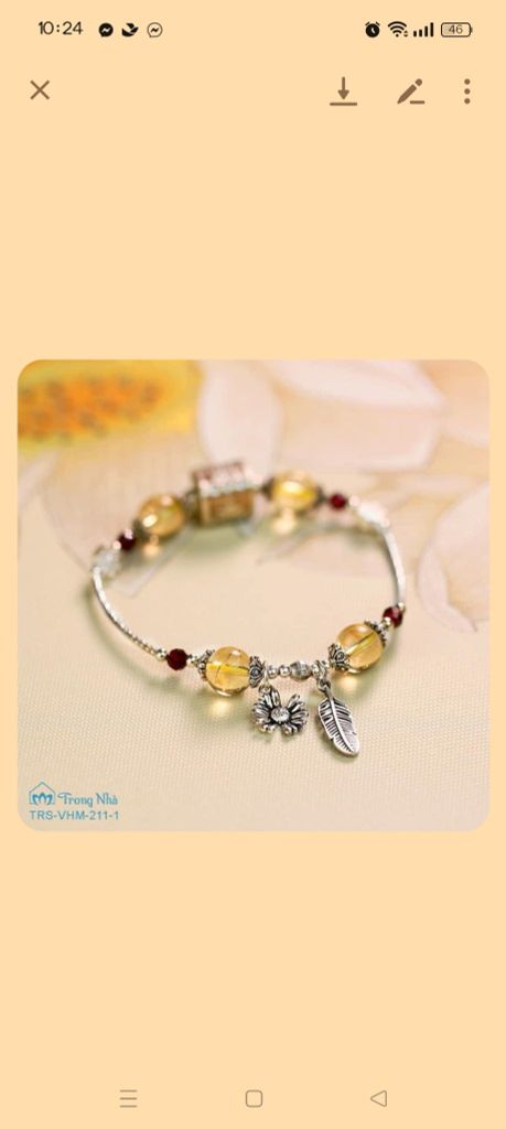 Vòng Thạch Anh Vàng 8li mix charm Bảo Vệ Kalachakra (TRS VHM 211 1)