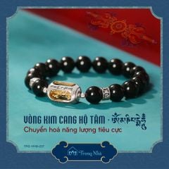 Vòng Kim cang hộ tâm - tourmaline đen mix chày kim cang khắc Om mani padme hum ( TRS VHM 037 )