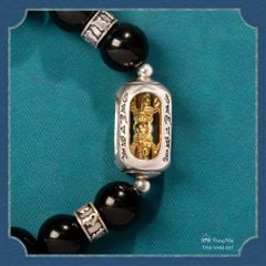 Vòng Kim cang hộ tâm - tourmaline đen mix chày kim cang khắc Om mani padme hum ( TRS VHM 037 )