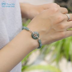 Vòng tay lam ngọc đồng điếu khắc chữ Om - Hạnh phúc luôn ở đây ( TRS VHM 068)