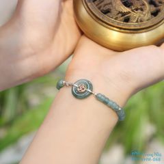 Vòng tay lam ngọc đồng điếu khắc chữ Om - Hạnh phúc luôn ở đây ( TRS VHM 068)