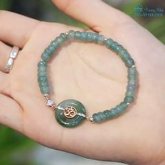 Vòng tay lam ngọc đồng điếu khắc chữ Om - Hạnh phúc luôn ở đây ( TRS VHM 068)