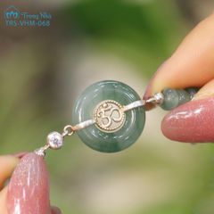 Vòng tay lam ngọc đồng điếu khắc chữ Om - Hạnh phúc luôn ở đây ( TRS VHM 068)