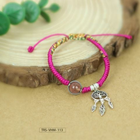 Vòng trẻ em tết dây hồng charm Dreamcatcher (TRS VHM 113)