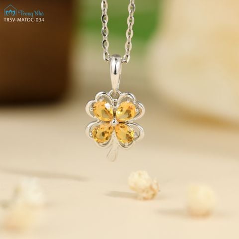 Mặt dây chuyền vàng Cỏ 4 lá đính đá Citrine (TRSV MATDC 034)