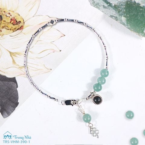 Vòng lam ngọc mix charm treo Quan Âm phổ chiếu (trs vhm 390)