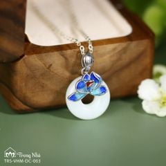 Mặt dây chuyền bạc Hoa sen xanh đồng điếu Bạch Ngọc (TRS VHM MATDC 003)