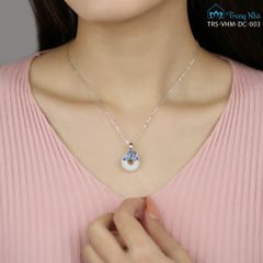 Mặt dây chuyền bạc Hoa sen xanh đồng điếu Bạch Ngọc (TRS VHM MATDC 003)